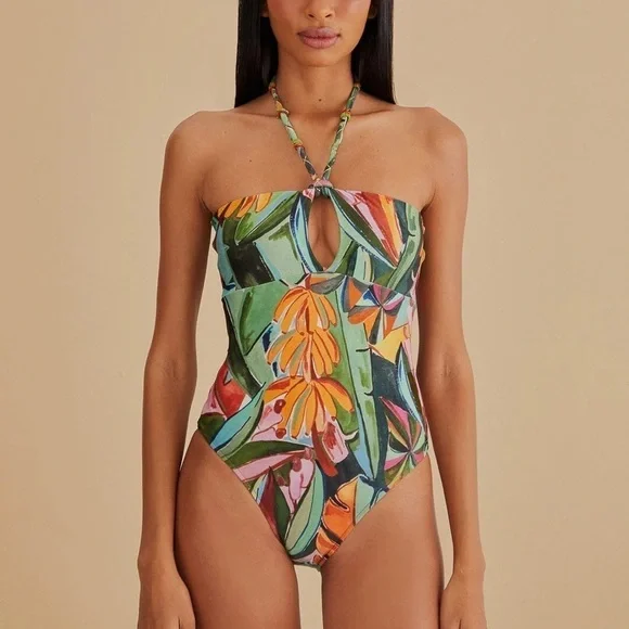 FARM RIO Banana Foliage One Piece Swimsuit - Picture 3 of 10